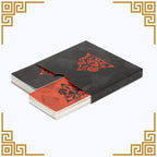Black Warhammer 40k Kill team card holder with red and black geometric design on a white background