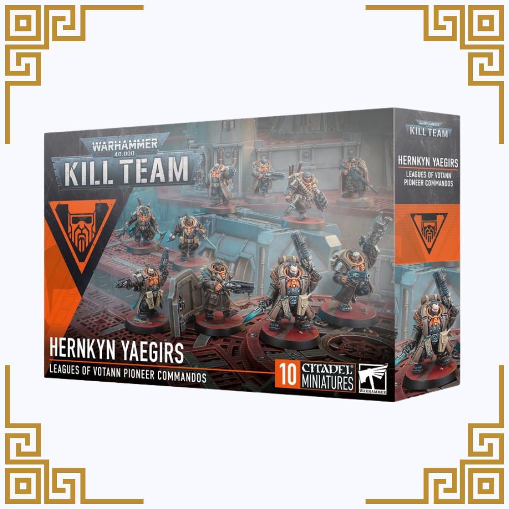 Warhammer kill team hernkyn yaegirs box set packaging with miniatures on a white background