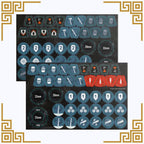Set of killteam hernkyn yaegirs tokens on a black background with decorative borders.