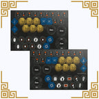 Two identical sets of kill team murderwing tokens on a black background with decorative gold borders.