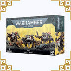 Warhammer 40,000 miniatures box with Orks Killa Kans on a white background