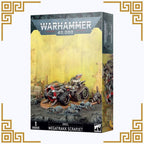 Warhammer 40,000 orks megatrakk scrapjet box with a vehicle model on a yellow background