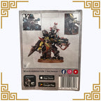 Warhammer orks big mek packaging with character illustration on a white background
