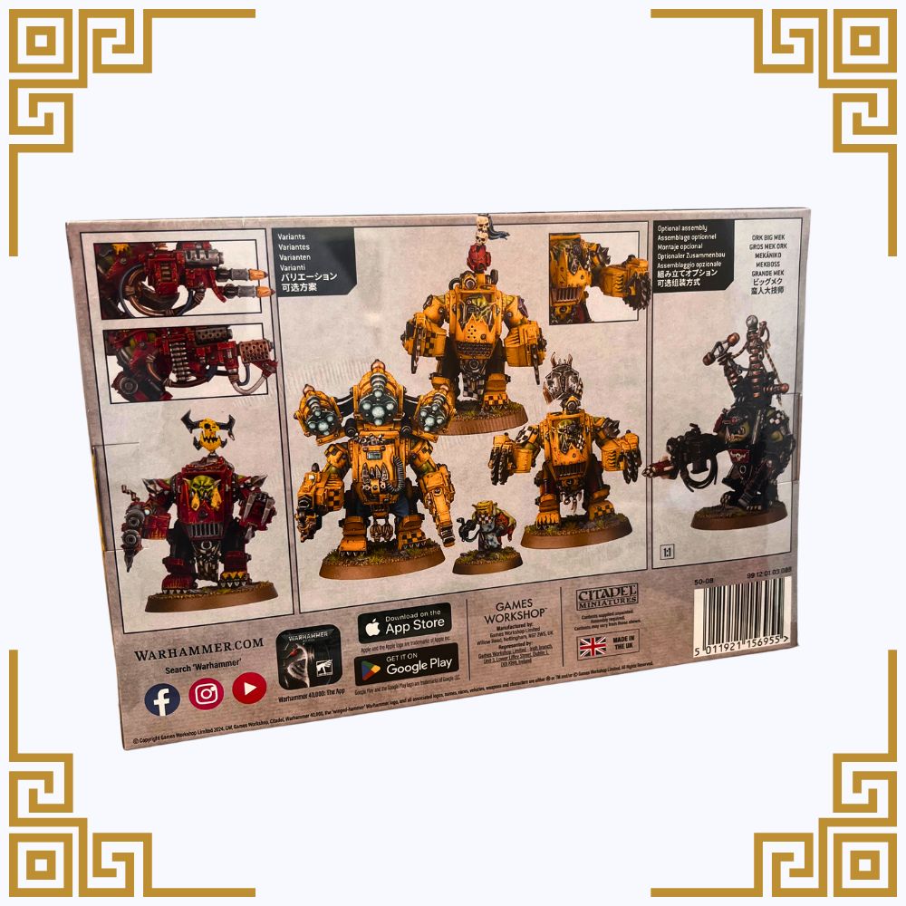 Warhammer figurine set packaging with detailed illustrations on a white background