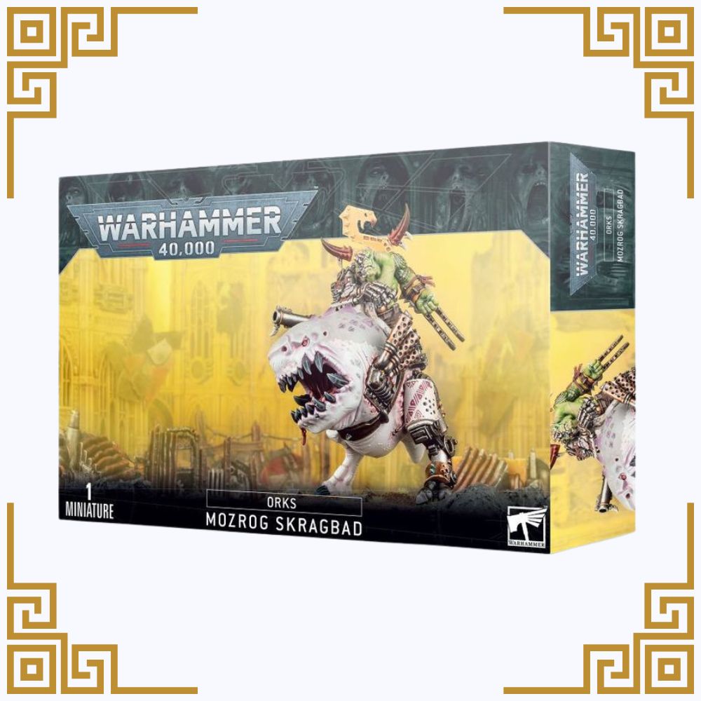 Warhammer 40,000 Orks Mozrog Skragbad miniature packaging on a white background