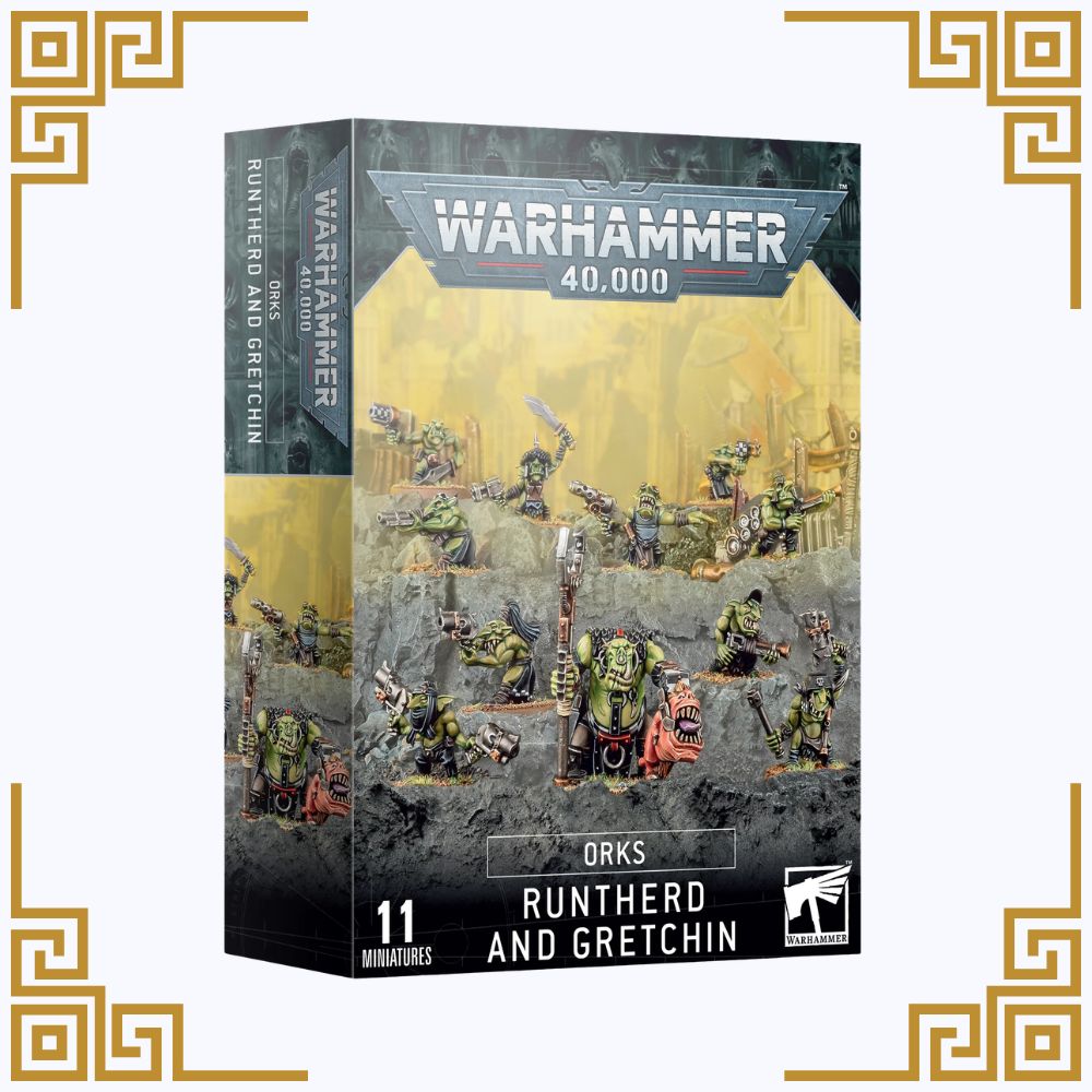 Warhammer 40,000 Orks Runtherd and Gretchin box set packaging.