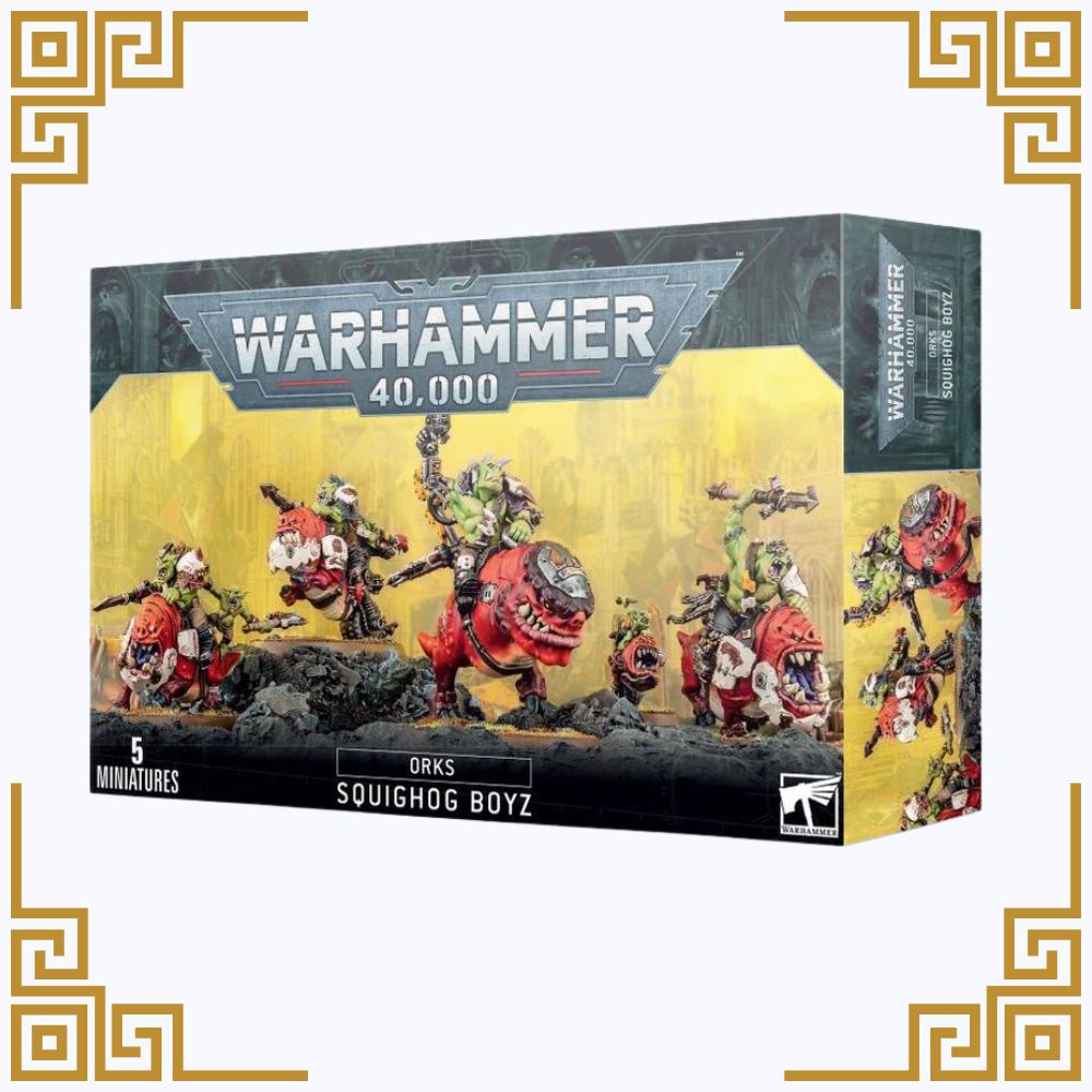 Warhammer 40,000 Orks Squig Hog Boyz miniatures box packaging on a white background