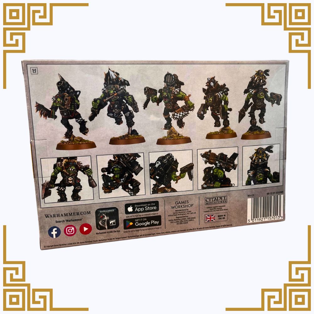 Package of Warhammer 40,000 Orks Stormboyz with detailed miniatures on a white background
