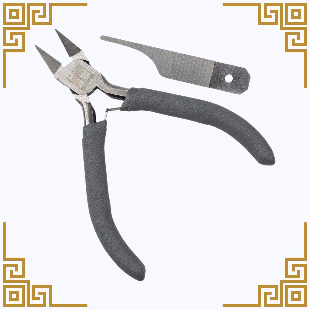 Pair of pliers with gray handles on a white background